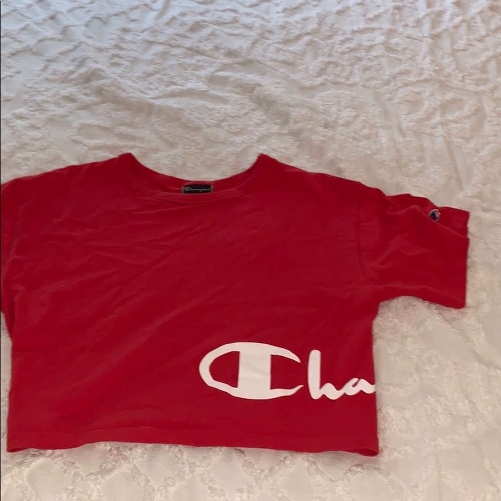 Red champion cropped T-shirt